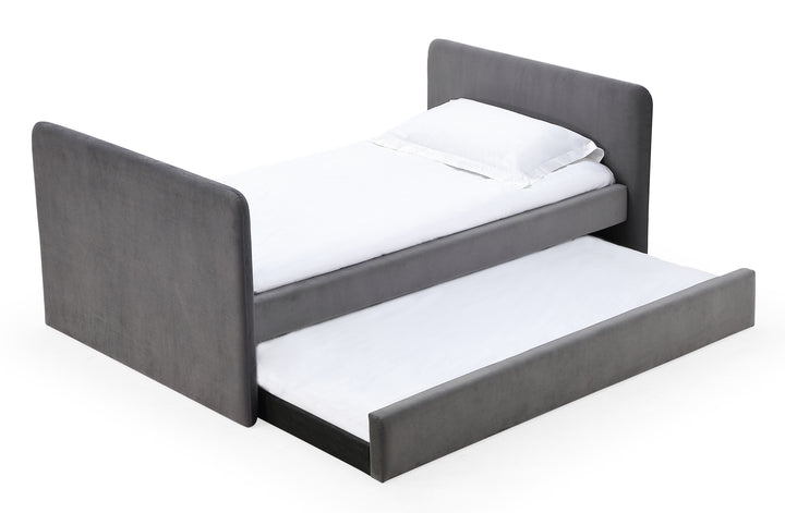 Modus Furniture Prrzj3 Elora Upholstered Daybed With Trundle In Charcoal Velvet