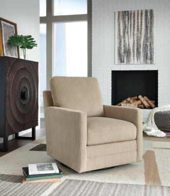 Icaman Swivel Accent Chair - Beige Swivel Chair modern furniture Contempo Furniture