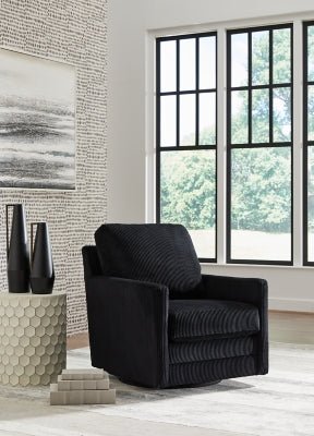 Icaman Swivel Accent Chair - Black Swivel Chair modern furniture Contempo Furniture