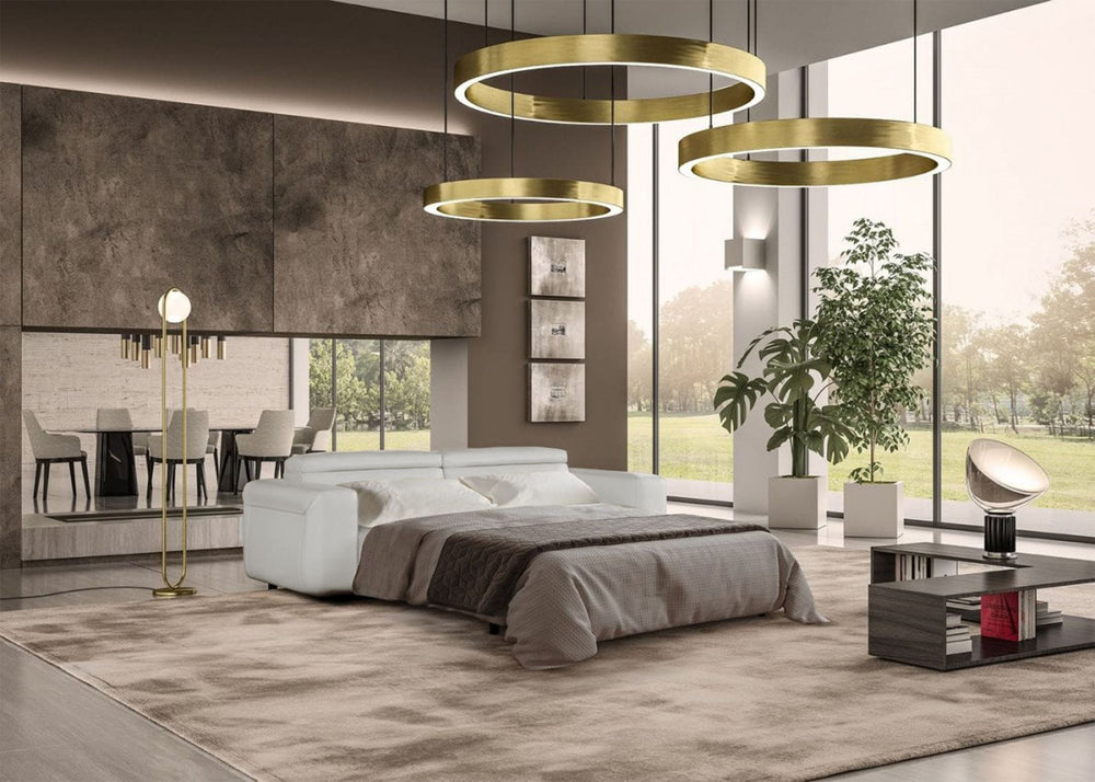 Icon - Modern Italian Grey Leather Sofa Bed