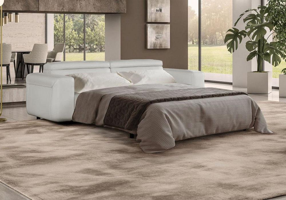 Icon - Modern Italian Grey Leather Sofa Bed