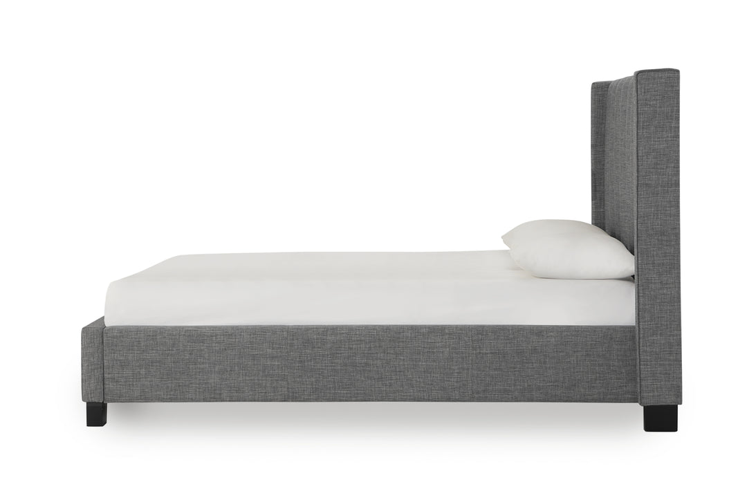 Modus Furniture 3Zfal763 Palermo Upholstered Wingback Platform Bed In Dark Stone