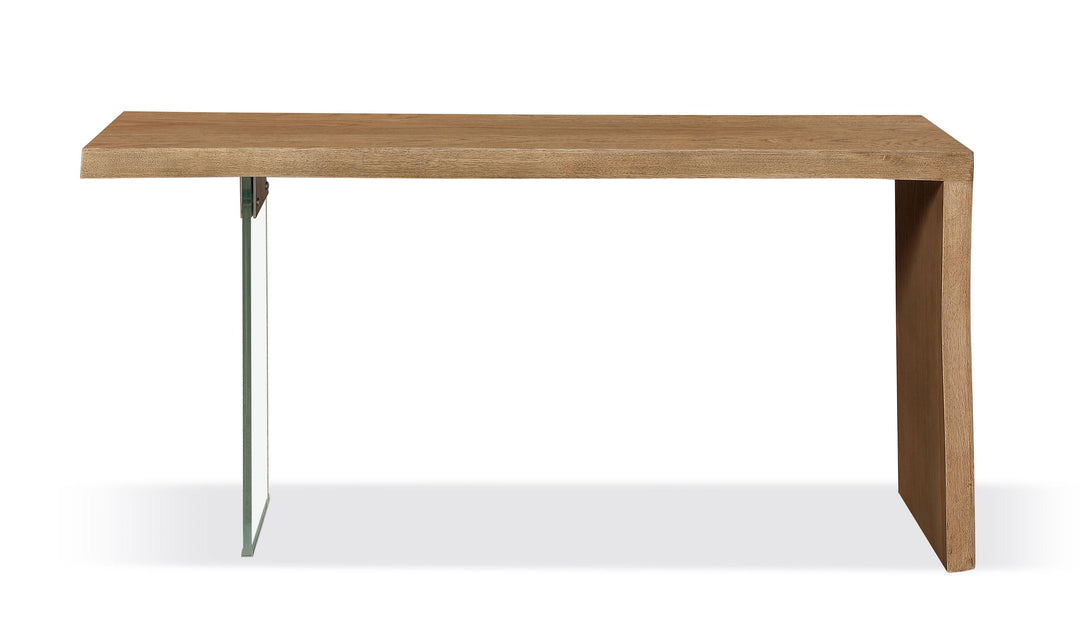 Modus Furniture Jvlh23 One Live Edge White Oak And Glass Console Table In Bisque