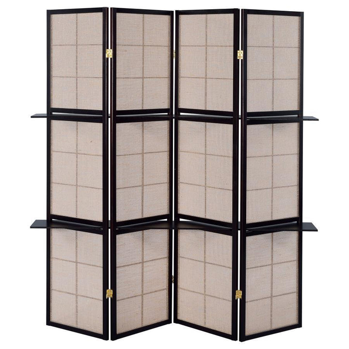 Iggy - 4 - Panel Room Divider Folding Shoji Screen - Cappuccino Room Divider modern furniture Contempo Furniture