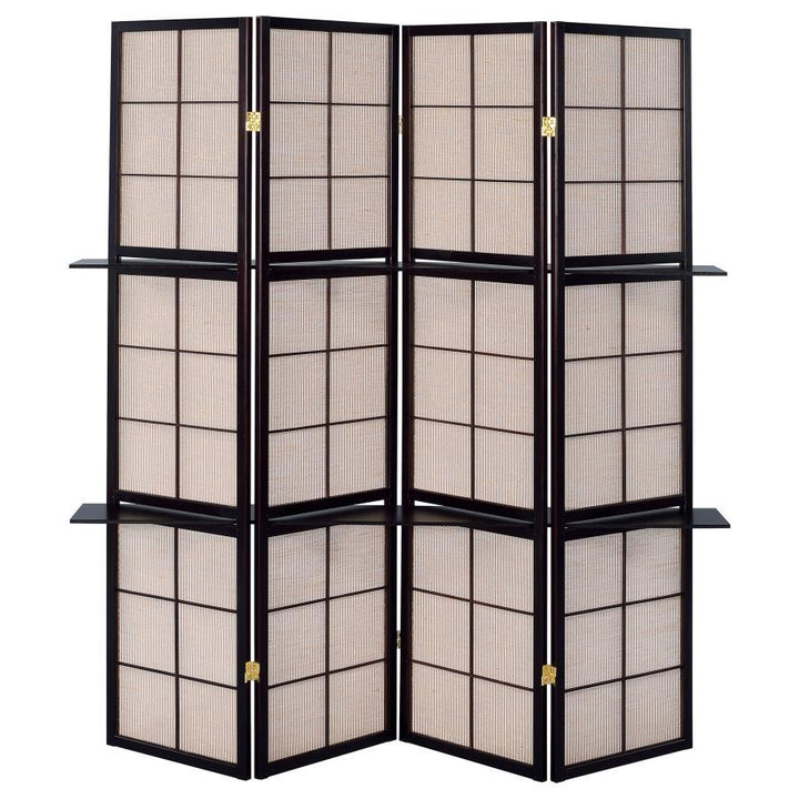 Iggy - 4 - Panel Room Divider Folding Shoji Screen - Cappuccino Room Divider modern furniture Contempo Furniture