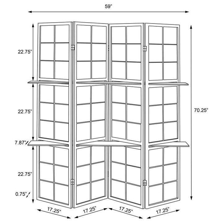 Iggy - 4 - Panel Room Divider Folding Shoji Screen - Cappuccino Room Divider modern furniture Contempo Furniture