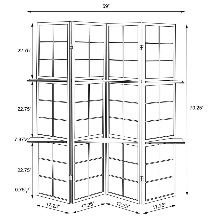 Iggy - 4 - Panel Room Divider Folding Shoji Screen - Cappuccino Room Divider modern furniture Contempo Furniture