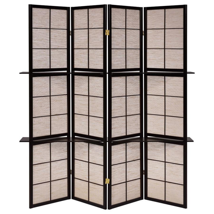 Iggy - 4 - Panel Room Divider Folding Shoji Screen - Cappuccino Room Divider modern furniture Contempo Furniture