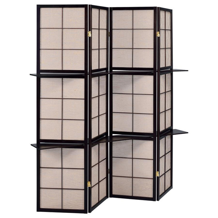 Iggy - 4 - Panel Room Divider Folding Shoji Screen - Cappuccino Room Divider modern furniture Contempo Furniture