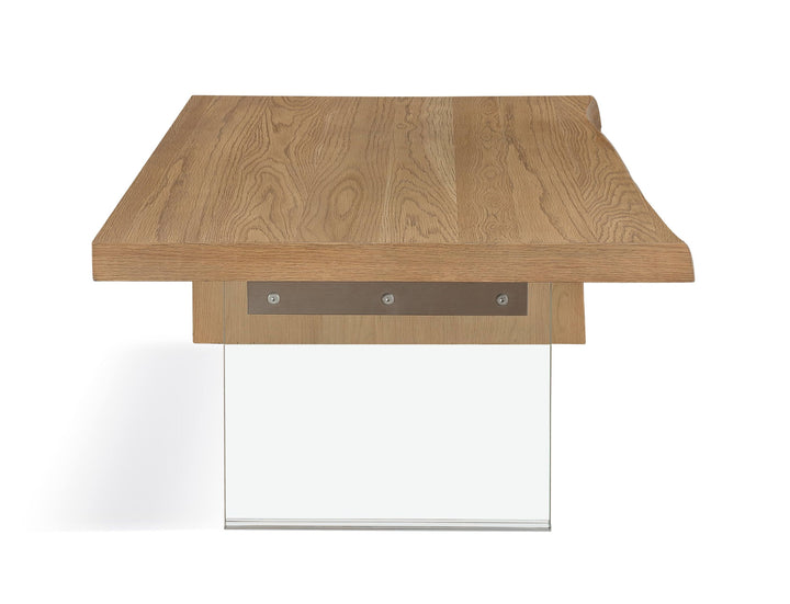 Modus Furniture Jvlh21 One Live Edge White Oak And Glass Coffee Table In Bisque