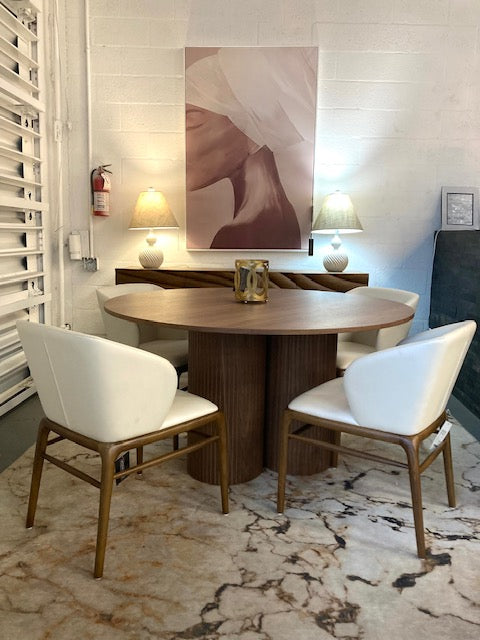 Depew - Mid-Century Modern Walnut Round Dining Table