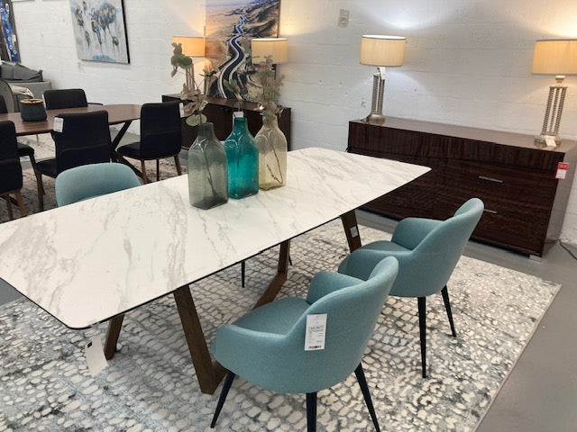James - Contemporary Walnut & White Dining Table