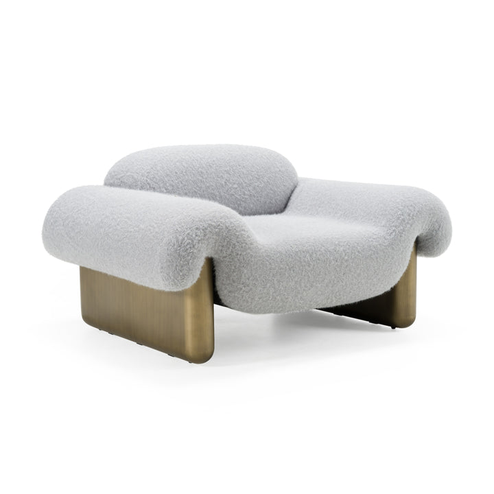Imagine - Contemporary Grey Fabric  Antique Brass Accent Chair