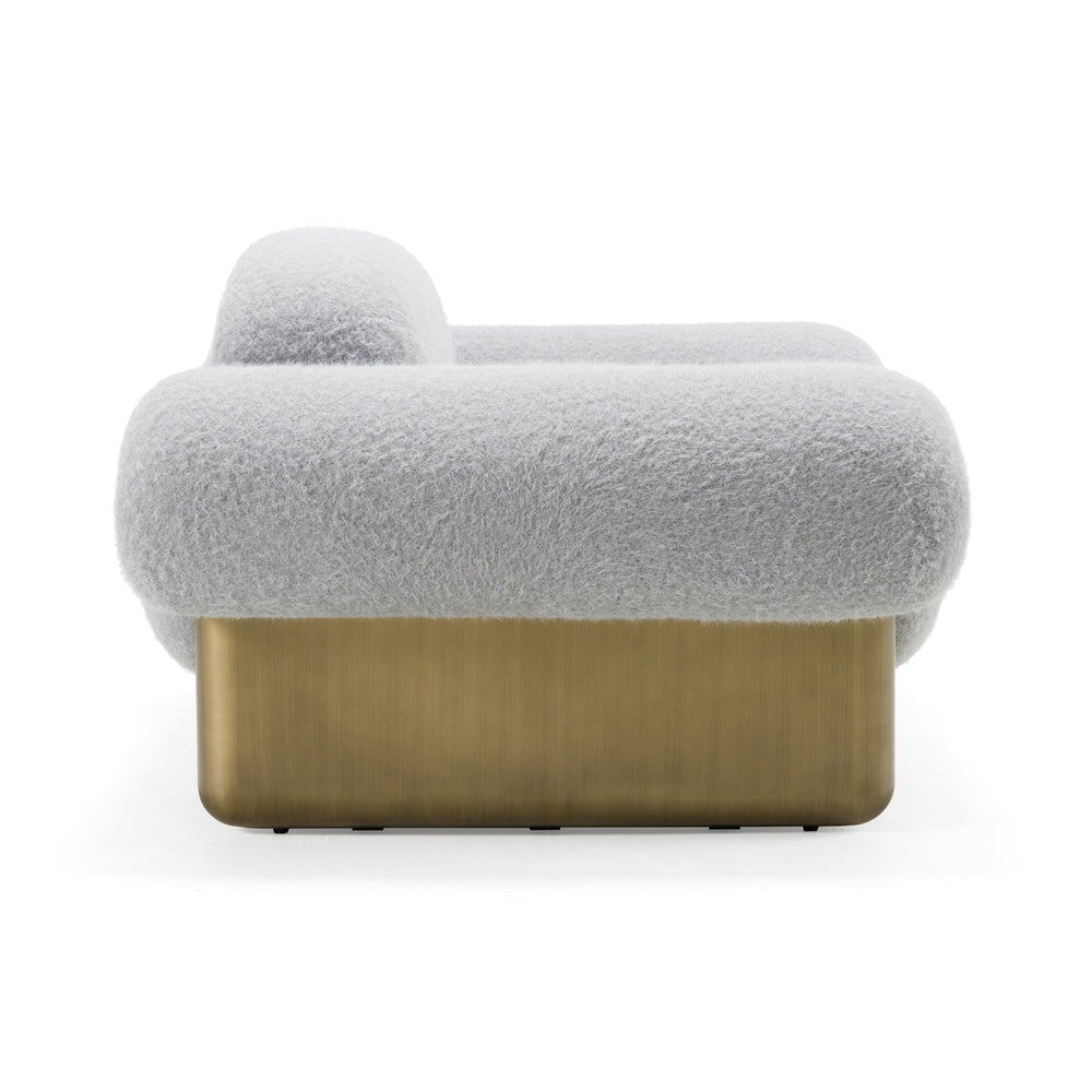 Imagine - Contemporary Grey Fabric + Antique Brass Accent Chair - View 2
