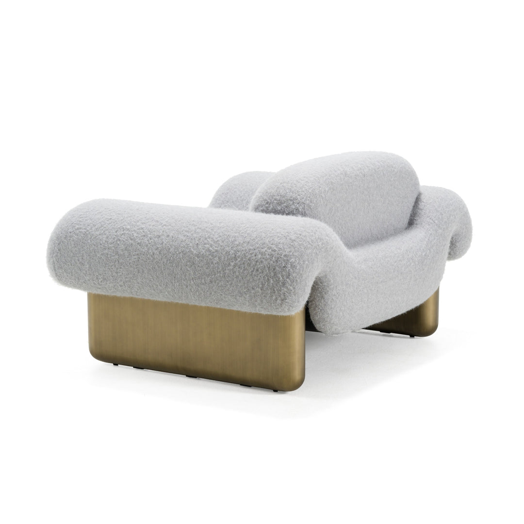 Imagine - Contemporary Grey Fabric + Antique Brass Accent Chair