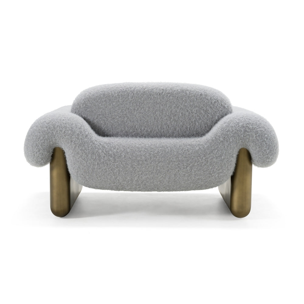 Imagine - Contemporary Grey Fabric + Antique Brass Accent Chair - View 3