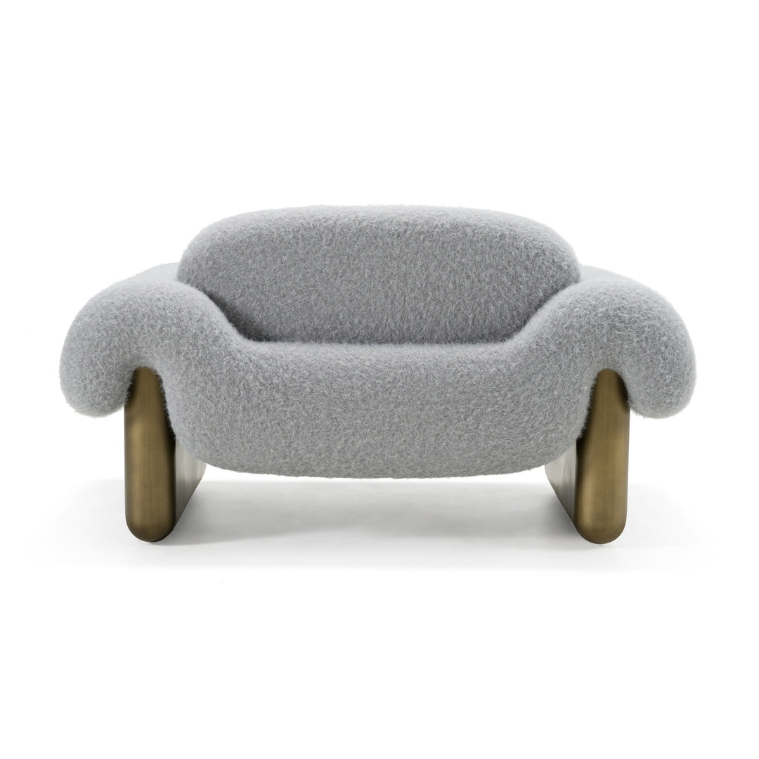 Imagine - Contemporary Grey Fabric + Antique Brass Accent Chair