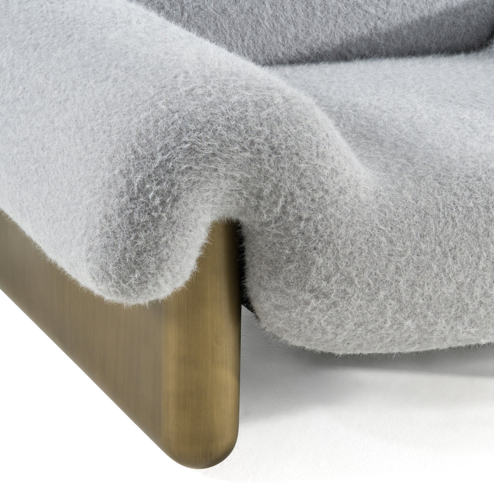 Imagine - Contemporary Grey Fabric + Antique Brass Accent Chair - View 4