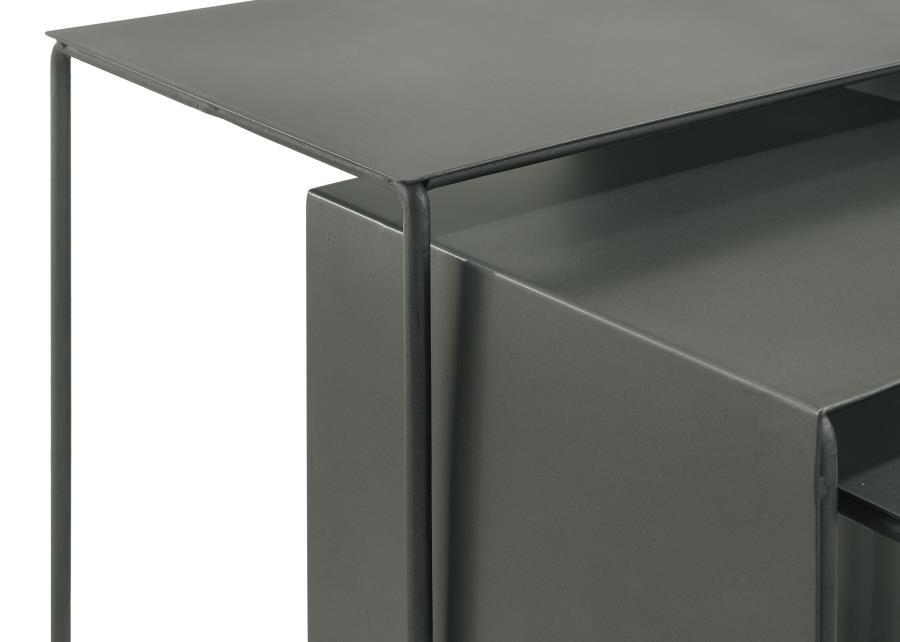 Imez - 3 Piece Rectangular Metal Nesting Table Set - Gray Nesting Table modern furniture Contempo Furniture
