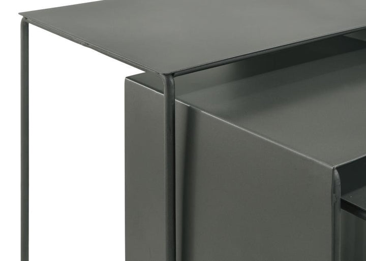 Imez - 3 Piece Rectangular Metal Nesting Table Set - Gray Nesting Table modern furniture Contempo Furniture