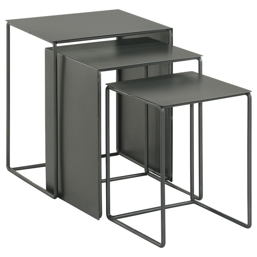 Imez - 3 Piece Rectangular Metal Nesting Table Set - Gray Nesting Table modern furniture Contempo Furniture