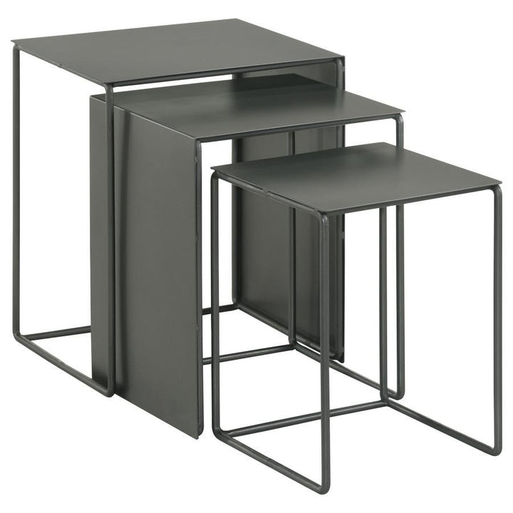 Imez - 3 Piece Rectangular Metal Nesting Table Set - Gray Nesting Table modern furniture Contempo Furniture