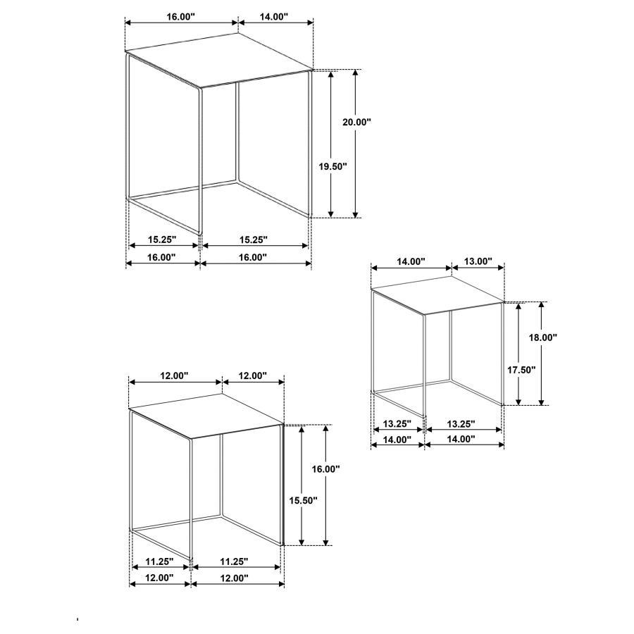 Imez - 3 Piece Rectangular Metal Nesting Table Set - Gray Nesting Table modern furniture Contempo Furniture