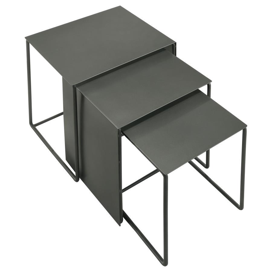Imez - 3 Piece Rectangular Metal Nesting Table Set - Gray Nesting Table modern furniture Contempo Furniture