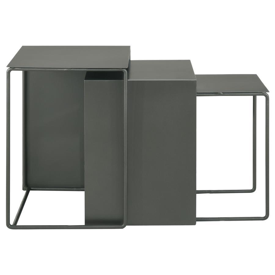 Imez - 3 Piece Rectangular Metal Nesting Table Set - Gray Nesting Table modern furniture Contempo Furniture