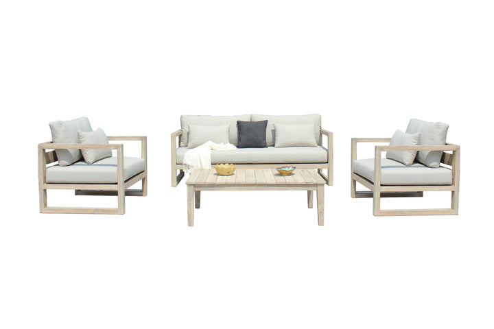Calm - Outdoor Grey + Acacia Sofa Set