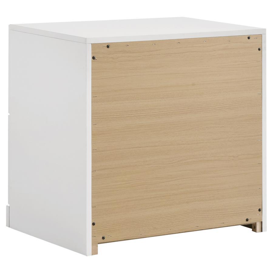 Ines - 2 - Drawer Nightstand Bedside Table - White High Gloss Accent Nightstand modern furniture Contempo Furniture