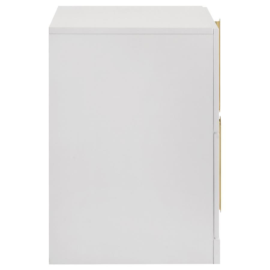 Ines - 2 - Drawer Nightstand Bedside Table - White High Gloss Accent Nightstand modern furniture Contempo Furniture