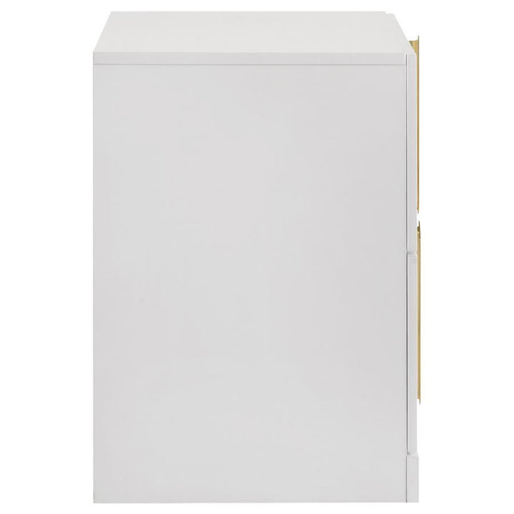 Ines - 2 - Drawer Nightstand Bedside Table - White High Gloss Accent Nightstand modern furniture Contempo Furniture