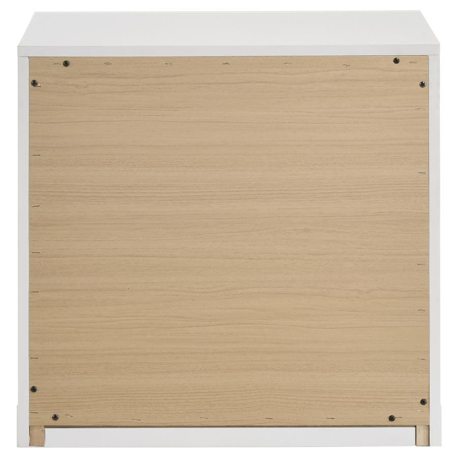 Ines - 2 - Drawer Nightstand Bedside Table - White High Gloss Accent Nightstand modern furniture Contempo Furniture