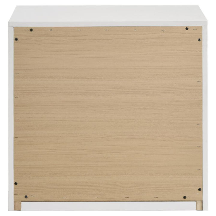 Ines - 2 - Drawer Nightstand Bedside Table - White High Gloss Accent Nightstand modern furniture Contempo Furniture