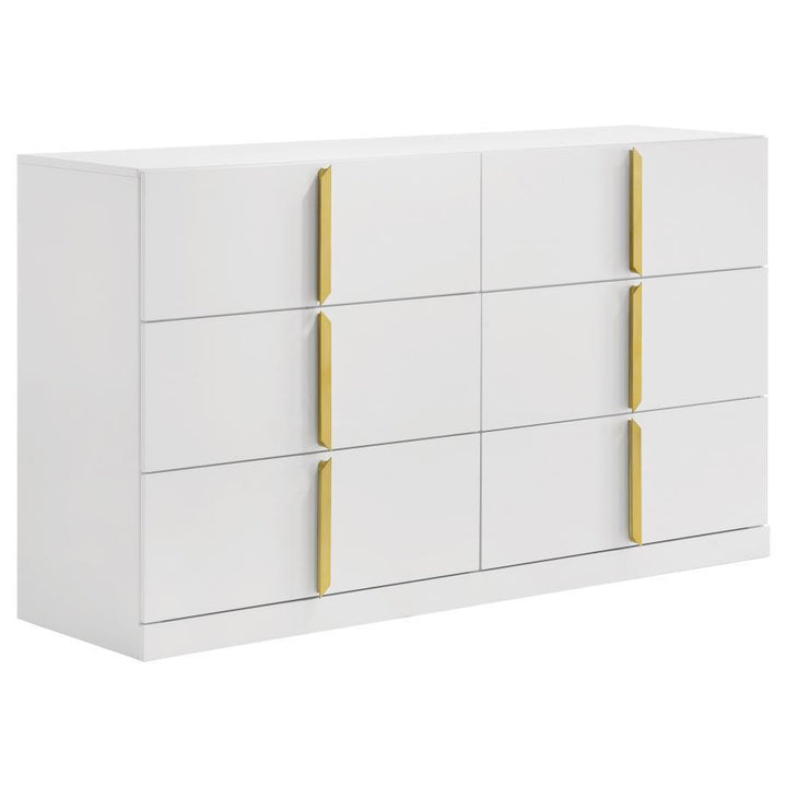 Ines - 4 Piece Queen Bedroom Set - Gray And White High Gloss 4 - Piece Bedroom Set modern furniture Contempo Furniture