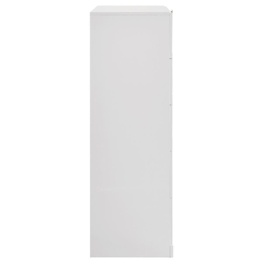 Ines - 5 - Drawer Bedroom Chest Of Drawers - White High Gloss Accent Chest modern furniture Contempo Furniture