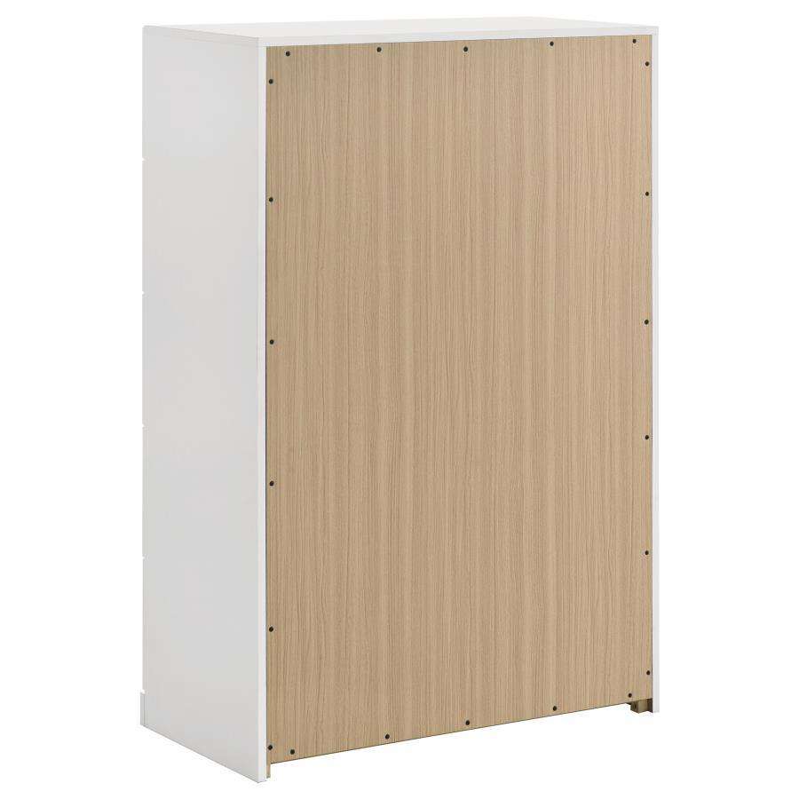 Ines - 5 - Drawer Bedroom Chest Of Drawers - White High Gloss Accent Chest modern furniture Contempo Furniture
