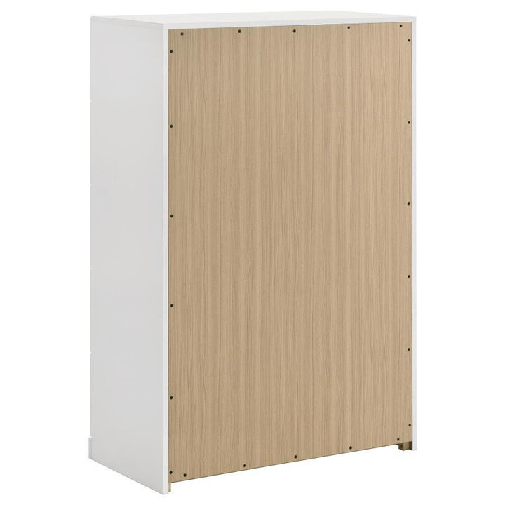 Ines - 5 - Drawer Bedroom Chest Of Drawers - White High Gloss Accent Chest modern furniture Contempo Furniture