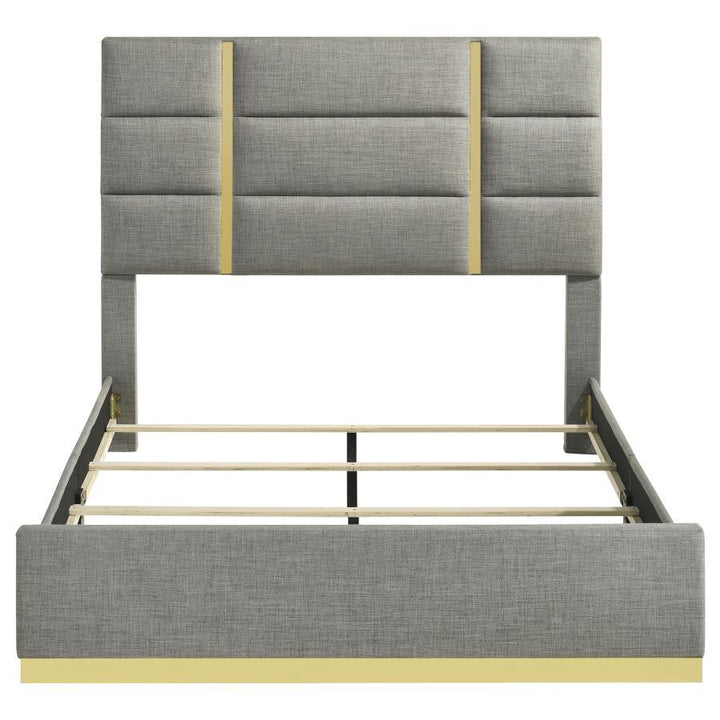 Ines - 52" Fabric Upholstered Queen Panel Bed - Gray Upholstered Bed modern furniture Contempo Furniture