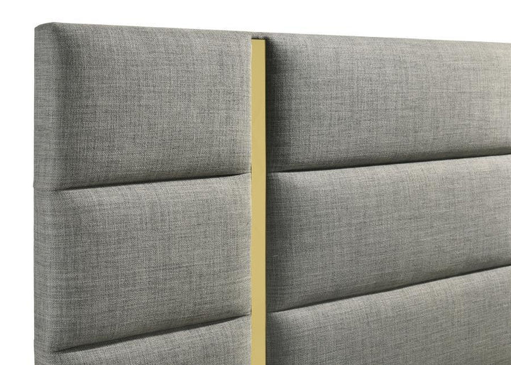Ines - 52" Fabric Upholstered Queen Panel Bed - Gray Upholstered Bed modern furniture Contempo Furniture