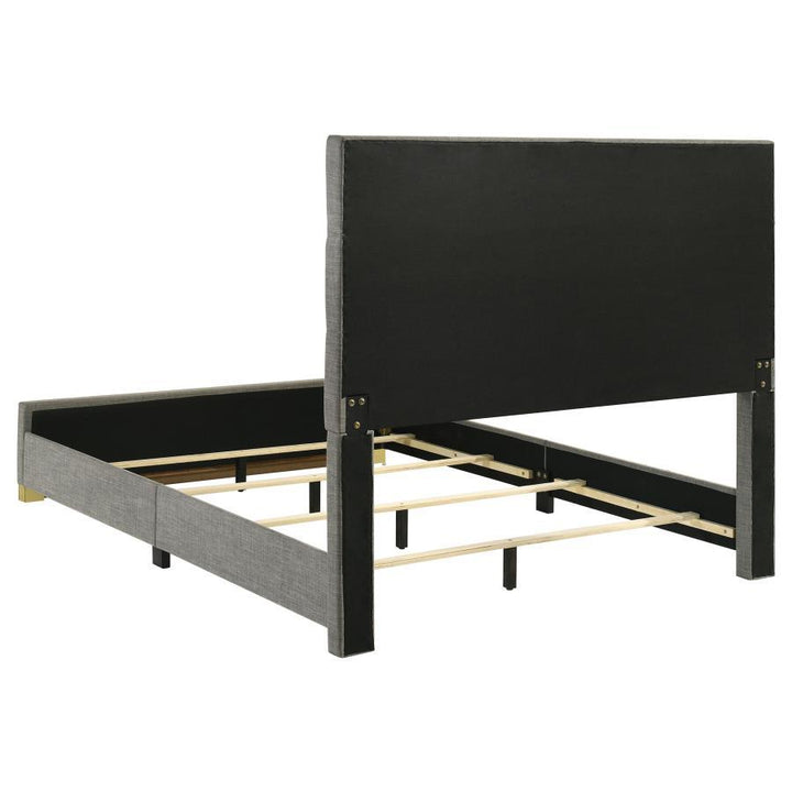 Ines - 52" Fabric Upholstered Queen Panel Bed - Gray Upholstered Bed modern furniture Contempo Furniture