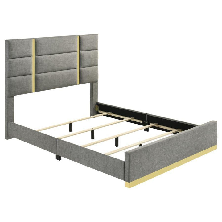 Ines - 52" Fabric Upholstered Queen Panel Bed - Gray Upholstered Bed modern furniture Contempo Furniture
