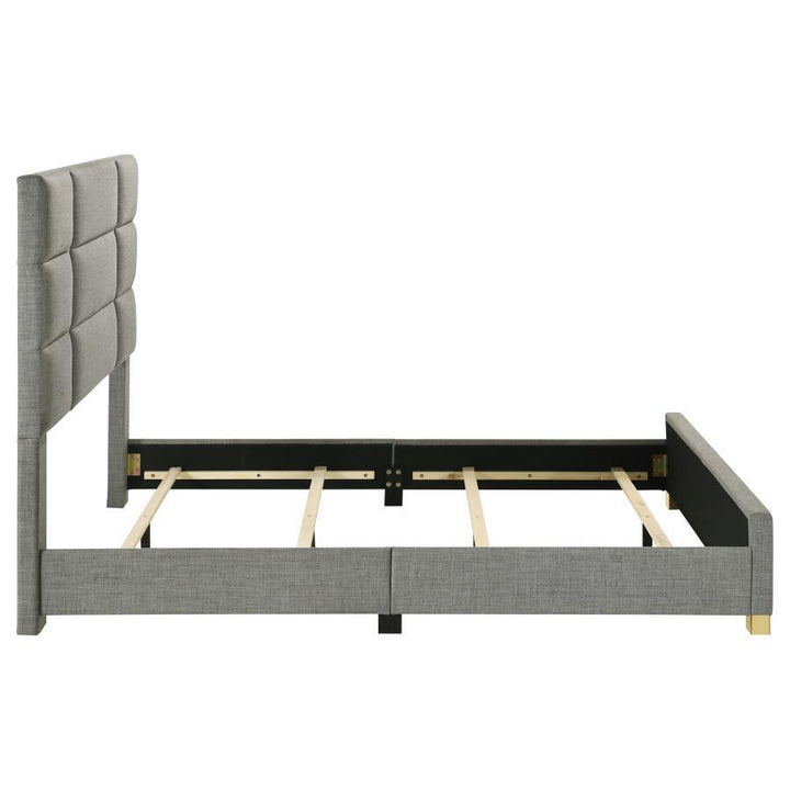 Ines - 52" Fabric Upholstered Queen Panel Bed - Gray Upholstered Bed modern furniture Contempo Furniture