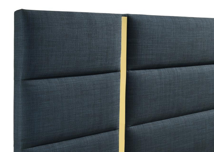 Ines - 52" Fabric Upholstered Queen Panel Bed - Navy Upholstered Bed modern furniture Contempo Furniture