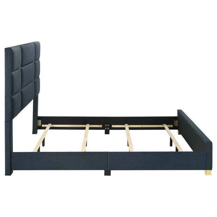 Ines - 52" Fabric Upholstered Queen Panel Bed - Navy Upholstered Bed modern furniture Contempo Furniture