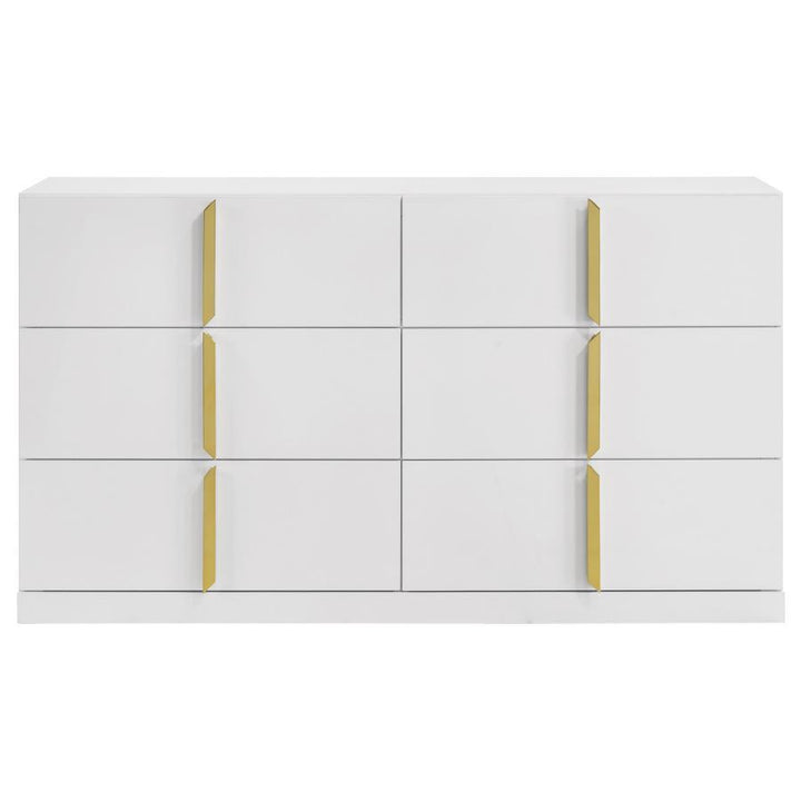 Ines - 6 - Drawer Bedroom Dresser Cabinet - White High Gloss Dressers modern furniture Contempo Furniture