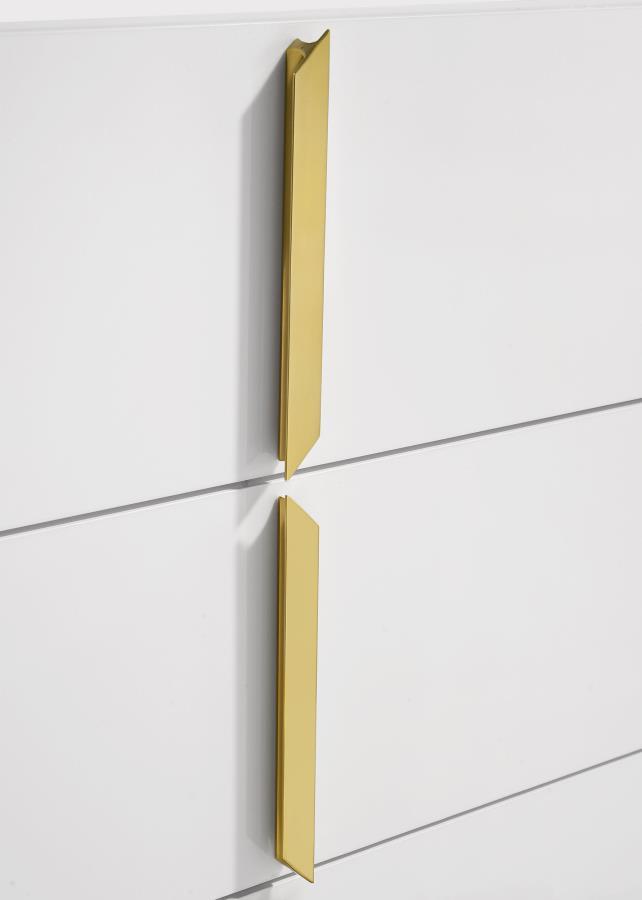 Ines - 6 - Drawer Bedroom Dresser Cabinet - White High Gloss Dressers modern furniture Contempo Furniture