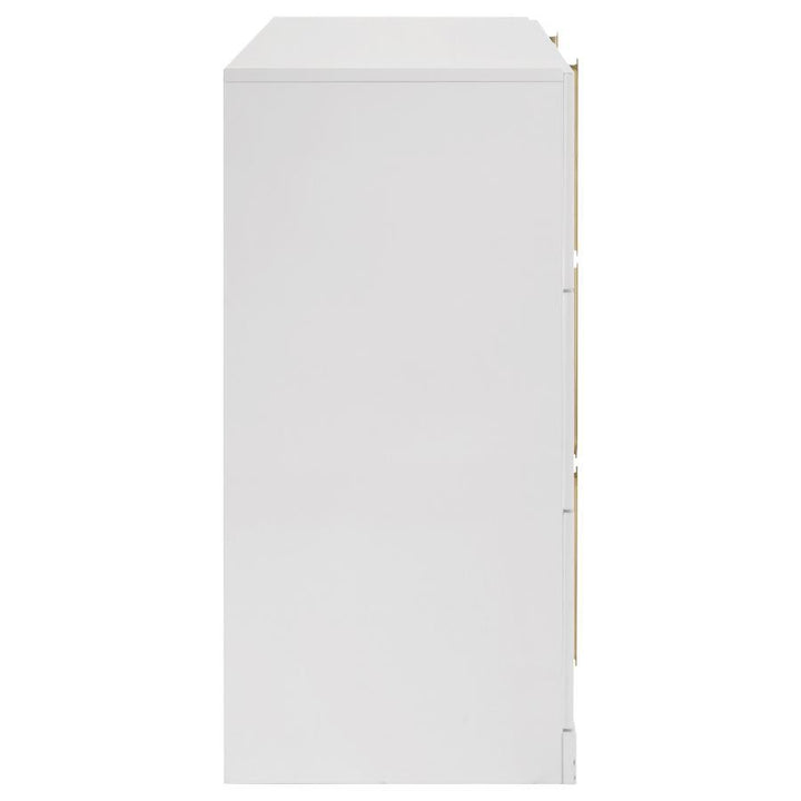 Ines - 6 - Drawer Bedroom Dresser Cabinet - White High Gloss Dressers modern furniture Contempo Furniture