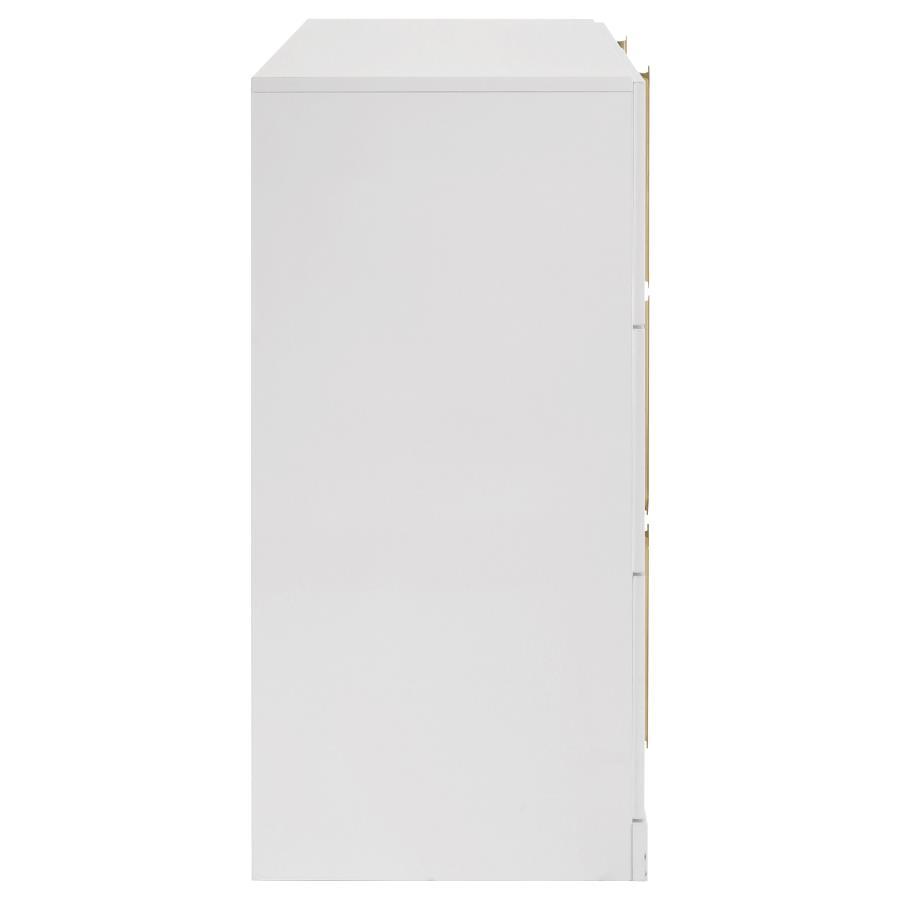 Ines - 6 - Drawer Bedroom Dresser Cabinet - White High Gloss Dressers modern furniture Contempo Furniture